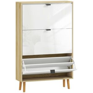 HOMCOM Dulap de pantofi subțire modern cu 3 sertare rabatabile pentru 24 de perechi de pantofi, Alb | Aosom Romania imagine