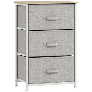 HOMCOM Mobilier de depozitare șifonier modern 3 sertare din material textil, cadru din oțel și placă de particule, 45 x 30 x 71 cm, gri | Aosom Romania imagine