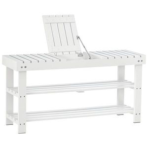 HOMCOM Banc pentru pantofi din lemn cu 3 niveluri cu rafturi de depozitare și compartiment ascuns, 90 x 29 x 45 cm, alb | Aosom Romania imagine