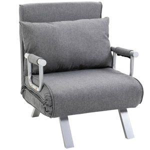 HOMCOM Fotoliu de relaxare cu funcție de întindere, Pat de oaspeți, 65 cm x 69 cm x 80 cm, Gri | Aosom Romania imagine