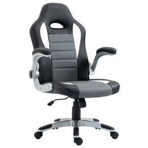 HOMCOM Scaun de Oficiu Reglabil Scaun de Despachet Cu Brațe Rabatabile 5 Roți Suport 120 kg 65x69x112-122 cm Gri | Aosom Romania imagine