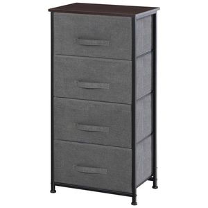 HOMCOM Comoda din Material Textil Mobila de Depozitare 4 sertare sifonier dim. 45L x 30l x 92H cm Cadru din metal gri | Aosom Romania imagine