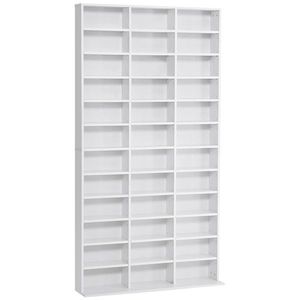 HOMCOM Raft Depozitare CD/DVD Mobilier de Depozitare pentru 1116 CD-uri 36 Compartimente reglabile în Înălțime Alb | Aosom Romania imagine