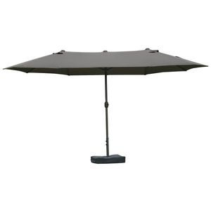 Outsunny Umbrelă de grădină exterioară, umbrelă dublă rectangulară 4, 6L x 2, 7l x 2, 4H m cu deschidere și închidere cu manivelă, saci de greutate și bază incluse, pentru balcon, piscină, gri | Aosom Romania imagine