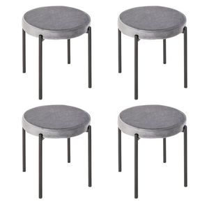 HOMCOM Set 4 Scaune pliante de masă cu șezut moale, aspect catifelat, scaun de bucătărie din catifea pentru bucătărie sufragerie din metal Gri 41, 5 x 41, 5 x 46 cm | Aosom Romania imagine