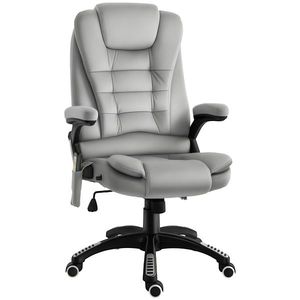 Vinsetto Scaun de birou cu masaj vibrator, Scaun ergonomic de birou cu funcție de încălzire, întindere, reglabil pe înălțime, scaun de director cu telecomandă, buzunar lateral, aspect de catifea, maro | Aosom Romania imagine