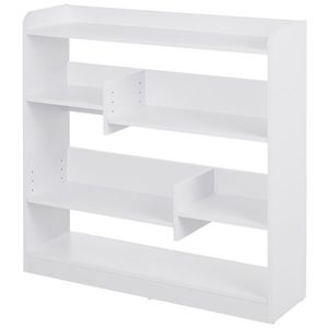 HOMCOM Bibliotecă etajeră Mobilier de Depozitare dim. 90L x 24l x 91H cm 4 Niveluri 3 Panouri din Spate Plăci din Particule Alb | Aosom Romania imagine