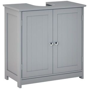 kleankin Mobilier baie sub chiuvetă - mobilier sub-vasă - dulap 2 uşi cu raft 60L x 30l x 60H cm - din lemn Gri | Aosom Romania imagine