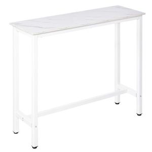 HOMCOM Masă de Bar Masă Înaltă cu Blat din Melamină Efect de Marmură și Picioare din Oțel Stil Modern pentru Bucătărie Cafenea Sufragerie 120x40x100 cm Alb | Aosom Romania imagine