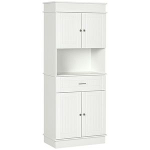HOMCOM Bufetă de Bucătărie Aramărie de Bucătărie contemporană Multi-Rangement 4 Uși sertar Glisant și Blat de Lucru dim. 74L x 39l x 183H cm Lemn Alb | Aosom Romania imagine