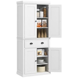 HOMCOM Armoire de cuisine buffet cuisine multi-rangements rafturi reglabile 4 uși și sertar mare 76 x 40 x 183 cm alb | Aosom Romania imagine