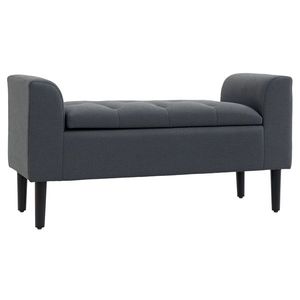 HOMCOM Bancă de Scaun cu Depozitare, Bancă Tapitată cu Aspect de In, Picioare de Lemn, Bancă de Pat cu Capacitate de încărcare de până la 130 kg, pentru Sufragerie Dormitor Hol, 116 x 44 x 58 cm Gri Închis | Aosom Romania imagine