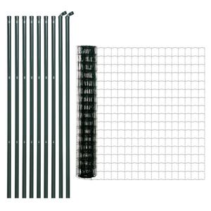 Outsunny Sârmă Sudată pentru Gard - Plasă 7, 3L x 6, 3l cm - Înălțime 2 m - Lungime 10 m - Stâlpi, Picioare de Forță Incluse - Oțel cu Acoperire din PVC Verde | Aosom Romania imagine