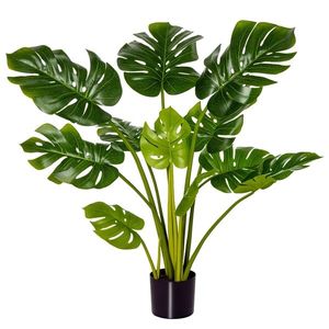 HOMCOM plante artificiale 110 cm Monstera artificială plante de interior și exterior în ghiveci copac artificial plantă decorativă plantă de birou ghiveci din plastic pentru interior și exterior | Aosom Romania imagine