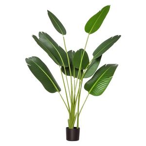 HOMCOM Planta Artificială Bananieră de 160 cm cu Ghiveci și 10 Frunze Realiste Plantă Tropicală Sintetică pentru Decorare în Interior și Exterior Birou Acasă Verde | Aosom Romania imagine