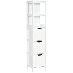 HOMCOM Coloană înaltă de Baie Îngustă cu 3 Sertare și 2 Rafturi Deschise Stil Modern 30x30x141, 6 cm Alb | Aosom Romania imagine