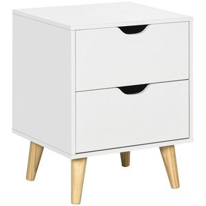 HOMCOM Noptieră masă de noapte cu 2 sertare, stil scandinav pentru dormitor, sufragerie, 40 x 35 x 50, 5 cm, alb | Aosom Romania imagine