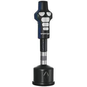 SPORTNOW Manechin de box, liber, reglabil în înălțime, bază grea, piele artificială, negru+gri+albastru, 55 x 55 x 178-207 cm | Aosom Romania imagine