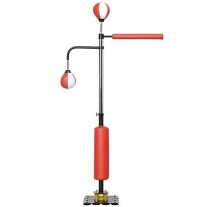 SPORTNOW Suport pentru sac de box, două mingi de viteză, tijă de box rotativă, pernă de lovituri, reglabil pe înălțime, Oțel, 107 x 36 x 140-205 cm | Aosom Romania imagine