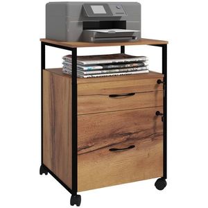 Vinsetto Cajonera de Oficina Cajonera pentru Birou cu Roți Arhivar pentru Dimensiuni A4 44x40x66, 5 cm Maro Rustic | Aosom Romania imagine