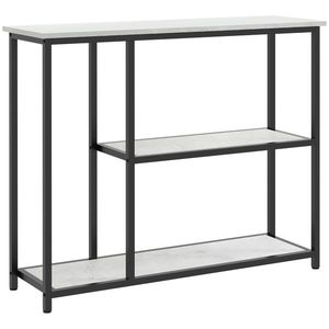 HOMCOM Consola in design industrial, 2 rafturi, aspect de marmura, Negru + Alb | Aosom Romania imagine