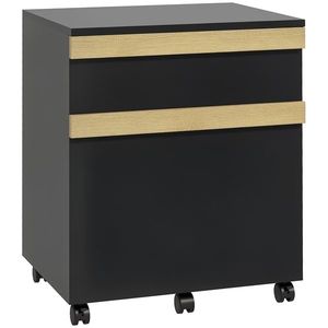 Vinsetto Caisson de birou cu roți și 2 sertare glisante trieur pentru dosare 48 x 40 x 59, 5 cm negru | Aosom Romania imagine