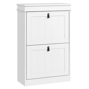 HOMCOM Dulap Pantofi Îngust cu 2 Uși Abative și Rafturi Ajustabile pentru 10 Perechi de Pantofi pentru Intrare 54x24x82, 5 cm | Aosom Romania imagine