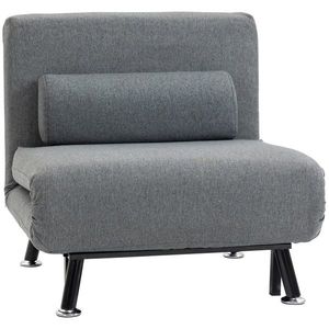 HOMCOM Fotoliu pliabil cu funcție de pat, fotoliu de relaxare în imitație de in, spătar reglabil, 75 x 70 x 75 cm, Gri închis | Aosom Romania imagine