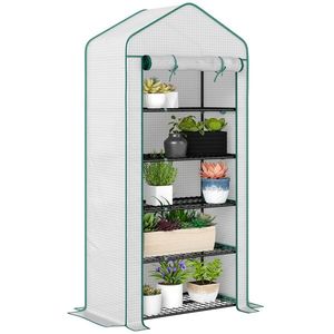 Outsunny Seră de grădină Seră 5 nivele cu o ușă rulantă, Foliu din PE Rezistent întărit dim. 90L x 49l x 193H cm | Aosom Romania imagine