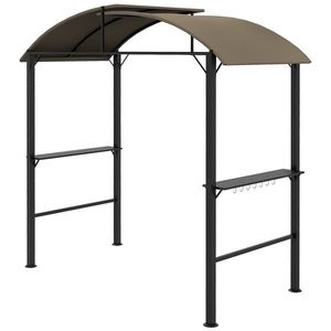 Outsunny Pavilion Grătar, 2 Blaturi Laterale, Cârlige, Cadru din Oțel, 1, 1 x 2, 3m, Khaki | Aosom Romania imagine