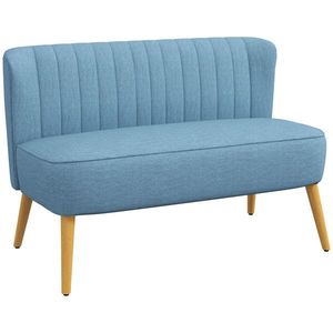 HOMCOM Canapea de 2 locuri în stil retro, captuseală moale, husă ușor de întreținut, până la 150 kg, 117 x 56, 5 x 77 cm, Albastru | Aosom Romania imagine