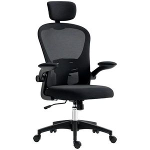 Vinsetto Scaun de Birou din Plasă Scaun de Escritorio Spătar Înalt Suport de Cap Ajustabil Suport Lombar 4D 62x64x120 cm Negru | Aosom Romania imagine