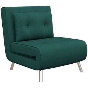 HOMCOM Fotoliu recliner cu funcție de pat, butoane decorative, aspect de pânză, 77 cm x 88 cm x 83 cm, Verde | Aosom Romania imagine