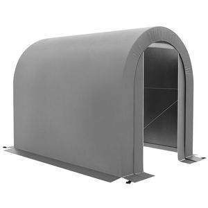 Outsunny Depozit de grădină cort depozitare exterior garaj biciclete acoperiș pentru biciclete folie din PE cadru metalic galvanizat gri | Aosom Romania imagine