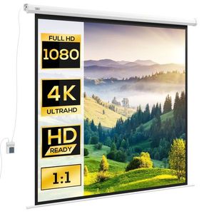 HOMCOM Folie de Proiecție, Format 1: 1, Telecomandă, 172 x 172 cm (96 inch), Alb | Aosom Romania imagine