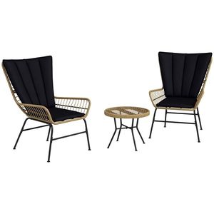 Outsunny Set de bistrou mobilier de balcon, stil Boho, rezistent la intemperii, 76 x 66 x 96 cm, Negru | Aosom Romania imagine