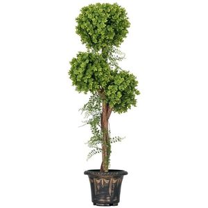 HOMCOM Plante Artificiale Arbore Artificial 3 Bile de Buxus cu Ghiveci de Ciment, Interior și Exterior, Înălțime 115 cm | Aosom Romania imagine
