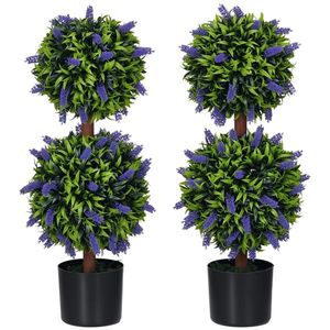 HOMCOM Set de 2 plante artificiale, plantă artificială rezistentă la UV în ghiveci, 70 cm plantă de interior pentru camera de zi, grădină | Aosom Romania imagine