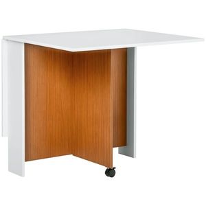 HOMCOM Masă extensibilă pliabilă mobilă cu design modern, 120 cm x 80 cm x 73 cm, Tei + Alb | Aosom Romania imagine