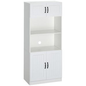 HOMCOM Mobilier de bucătărie Bufet Dulap, Stil rustic, 2 dulapuri, 2 rafturi, 70 cm x 40 cm x 170 cm Alb + Negru | Aosom Romania imagine
