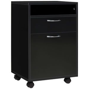 HOMCOM Unitate mobilă cu sertare Container, 1 Raft, 1 Sertar, 40 cm x 35 cm x 60 cm, Negru | Aosom Romania imagine