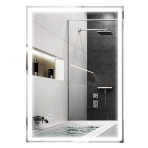 HOMCOM Oglindă de baie Oglindă de perete cu LED-uri. Comutator tactil, Alb | Aosom Romania imagine