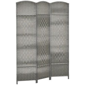 HOMCOM Paravan interior din lemn 3 panouri separator de cameră pliabil pentru sufragerie dormitor 135 x 180 cm gri | Aosom Romania imagine