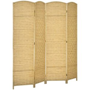 HOMCOM Paravan interior din lemn 4 panouri separator de cameră pliabil pentru sufragerie dormitor 180 x 180 cm lemn natural | Aosom Romania imagine