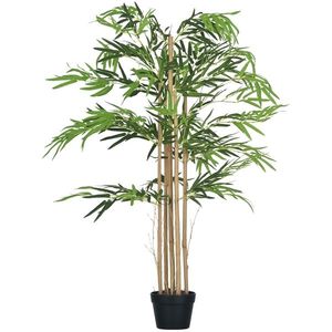 Outsunny Bambus Artificiel XXL 1, 15H m arbore artificial 730 Frunze dese realiste Ghiveci Inclus Negru Verde | Aosom Romania imagine
