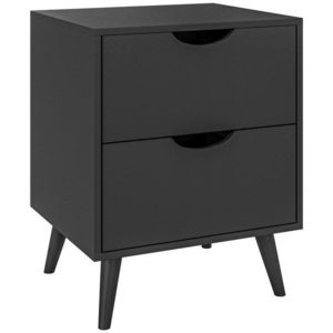 HOMCOM Masă de noapte masă de noapte cu 2 sertare, stil scandinav pentru cameră de dormit, sufragerie, 40 x 35 x 50, 5 cm, Negru | Aosom Romania imagine