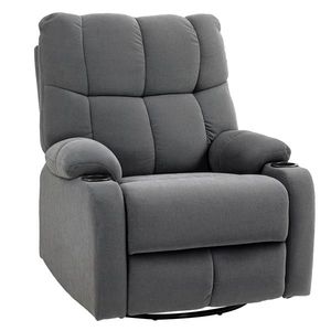 HOMCOM Scaun de relaxare cu suport pentru picioare, scaun de așezare, drehbar, până la 150 kg, cadru din oțel, 88x96x108cm, Gri inchis | Aosom Romania imagine
