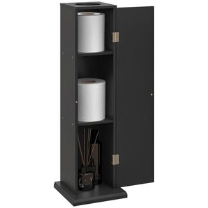 HOMCOM Suport hârtie igienică mobilier baie 3 niveluri și suport hârtie, pentru spații mici, negru | Aosom Romania imagine