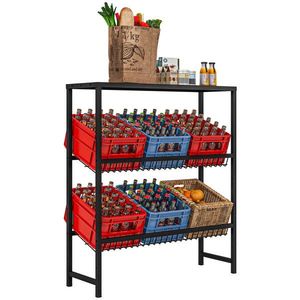 HOMCOM Raft depozitare, ajustabil în înălțime, metal stabil, design compact, capacitate de încărcare 210 kg, Negru | Aosom Romania imagine