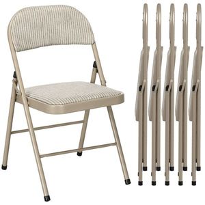 HOMCOM Lot de 6 scaune pliante scaune de bucatarie portabile cadru din otel dim. 45l x 46P x 78H cm bej | Aosom Romania imagine